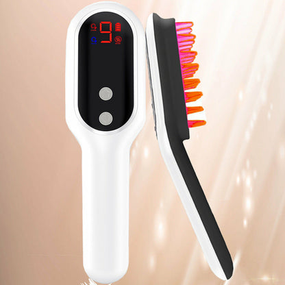 Maroon Asteria electric head massager with magnetic therapy and hair growth comb, featuring sleek black design and ergonomic handle.