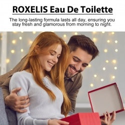 Carmine Juneberry Roxelis™ Eau de Toilette bottle, bodycare product with elegant design, emphasizing the scent and presence.