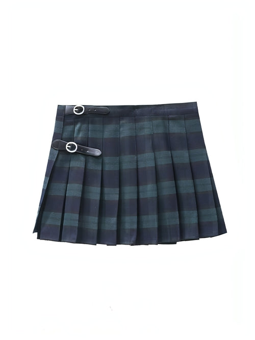 Carmine Juneberry pleated skirt in soft fabric, featuring a flowy, A-line design with elegant pleats and a high waist.