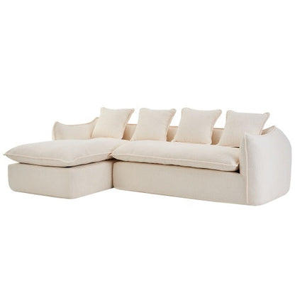 Carmine Juneberry oversized 3-seater L-shape sofa with chaise, modern furniture piece in a stylish living room setting