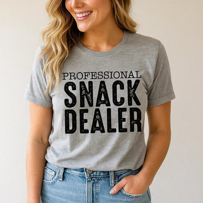 Sapphire Apollo Professional Snack Dealer T-shirt in black, featuring a bold graphic print on front, casual fit for everyday wear.