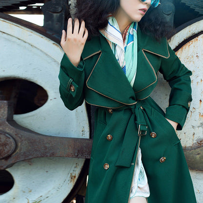 British style Carmine Juneberry long double-breasted coat, tailored jacket with classic design and warm fabric.