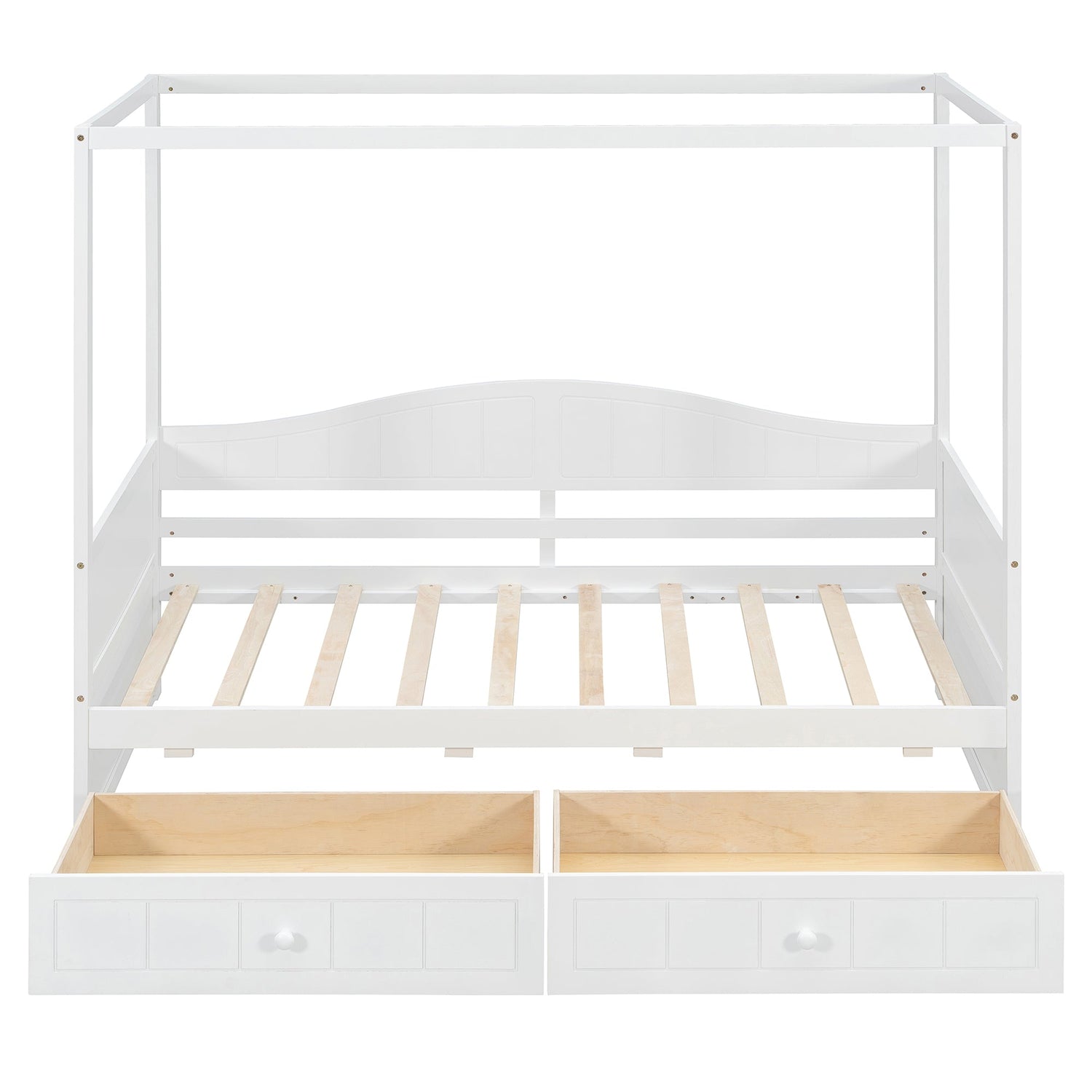 Sangria Beech twin size canopy day bed with frame and two drawers, ideal for bedroom furniture with a stylish canopy design.