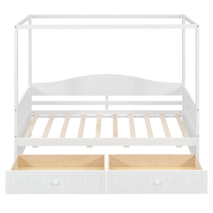 Sangria Beech twin size canopy day bed with frame and two drawers, ideal for bedroom furniture with a stylish canopy design.