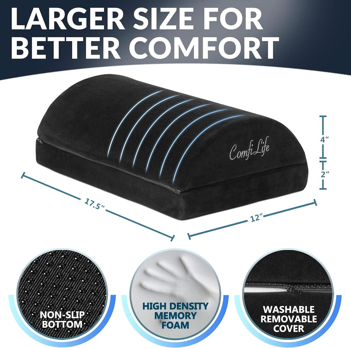 Ergonomic Under Desk Foot Rest Memory Foam Black Adjustable