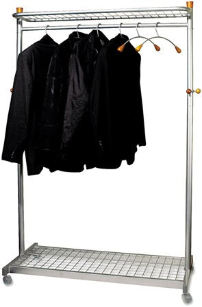 Two-sided Alba PMLUX6 coat rack with six hangers and hooks, designed for organized storage in home or office.