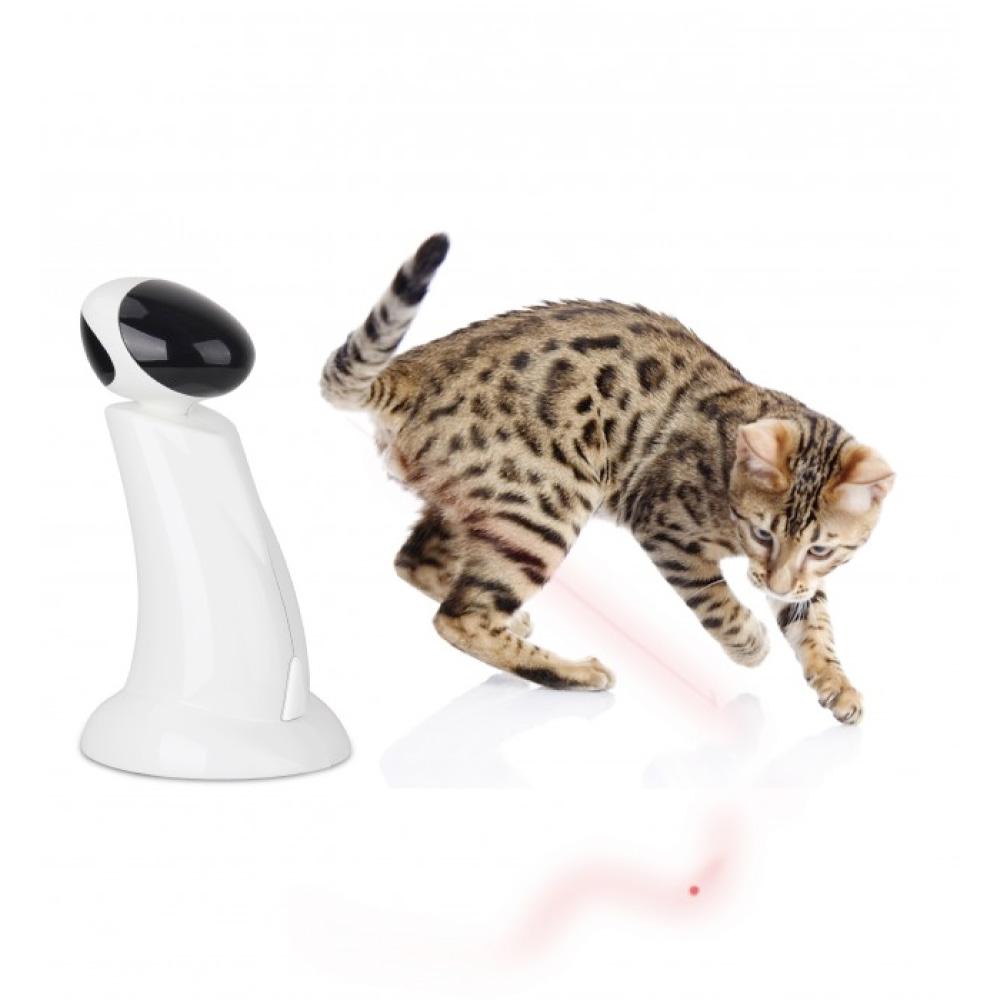 Ozdingo laser beam cat toy showing a robotic interactive laser pointer for cats, designed for playful pet entertainment.