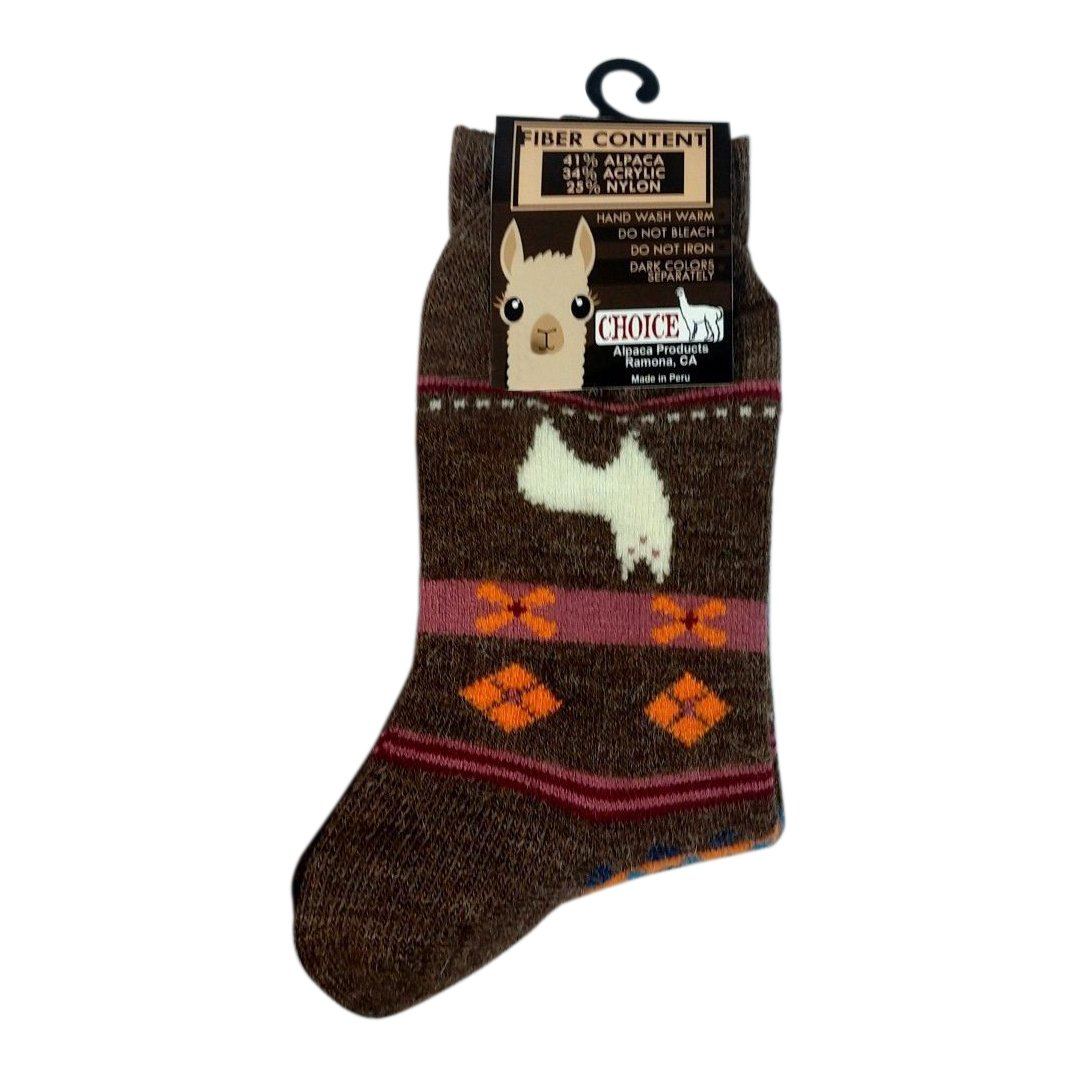 Milky Way alpaca watching socks featuring cozy, colorful alpaca illustrations on soft, warm sock material.