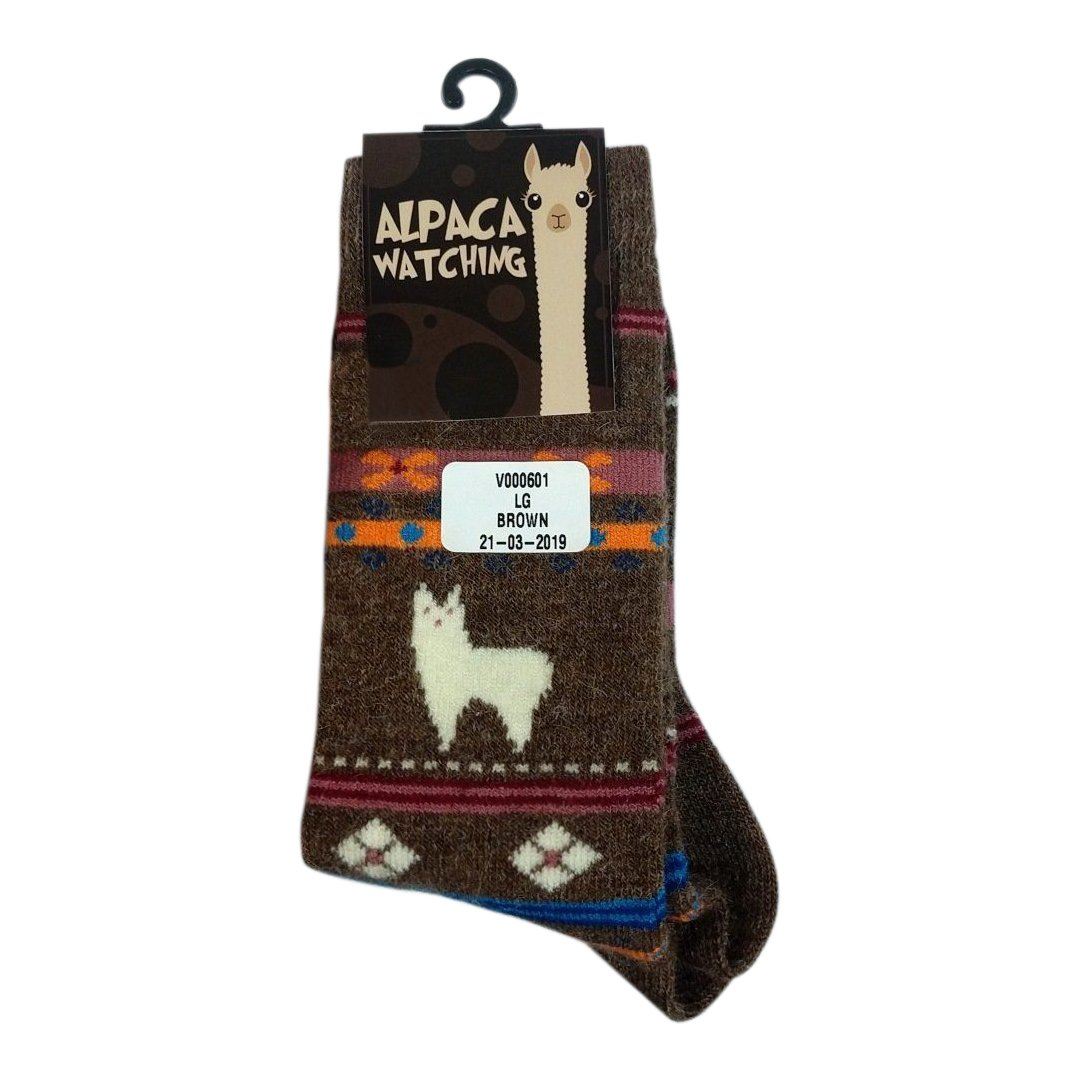 Milky Way alpaca watching socks featuring cozy alpaca illustrations on soft, comfortable socks for everyday wear.
