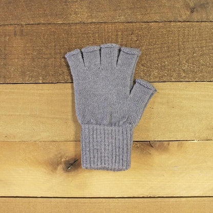 Milky Way fingerless alpaca gloves in slate grey, designed for activewear and versatile work or play use.