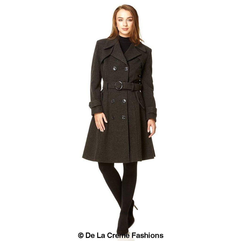 Amber faux wool blend double-breasted trench coat by Rose Eleusis, stylish jackets and coats for cold weather.