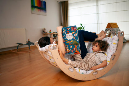Red Oceanus climbing arch with flamingo pattern pillow, plush furniture piece for children&