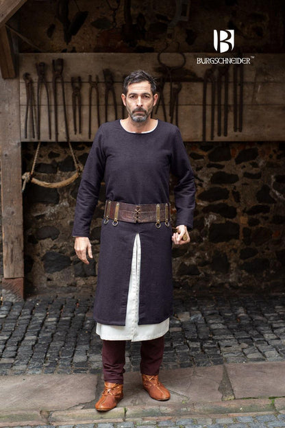 Long grey tunic by Azure Briseis, perfect for festivals and parties, shown on a model with flowing fabric and stylish design.