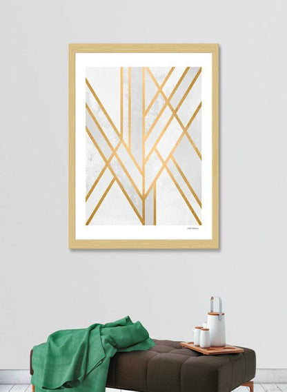 Scorpius Art Deco Geometry Frame showcasing modern, framed art prints with bold geometric patterns for home decor.