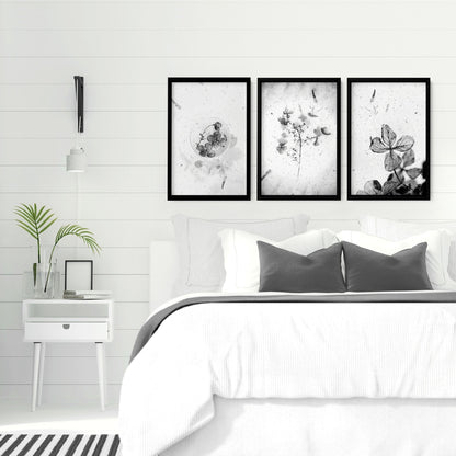 Set of 3 framed bedroom art prints by Lime Theseus, featuring modern wall decor for stylish home interiors.