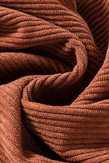 Brown high waist corduroy pants with square pockets from Carmine Juneberry, featuring a stylish and comfortable design.