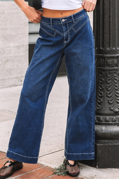 Byzantium Bay XX Denim Stitch high-waist cuff jeans showing fitted style and classic denim fabric with cuffed hems.