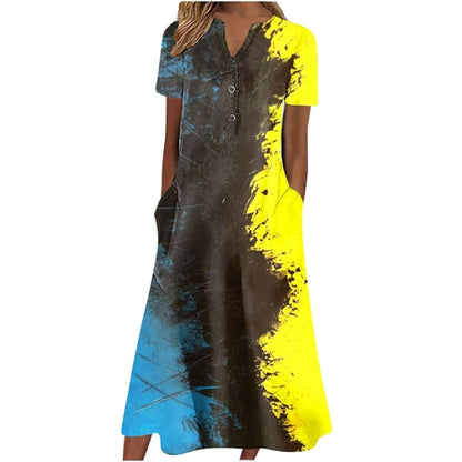Women’s summer midi dress by Carmine Juneberry featuring a casual, lightweight design with pockets, perfect for warm weather wear.