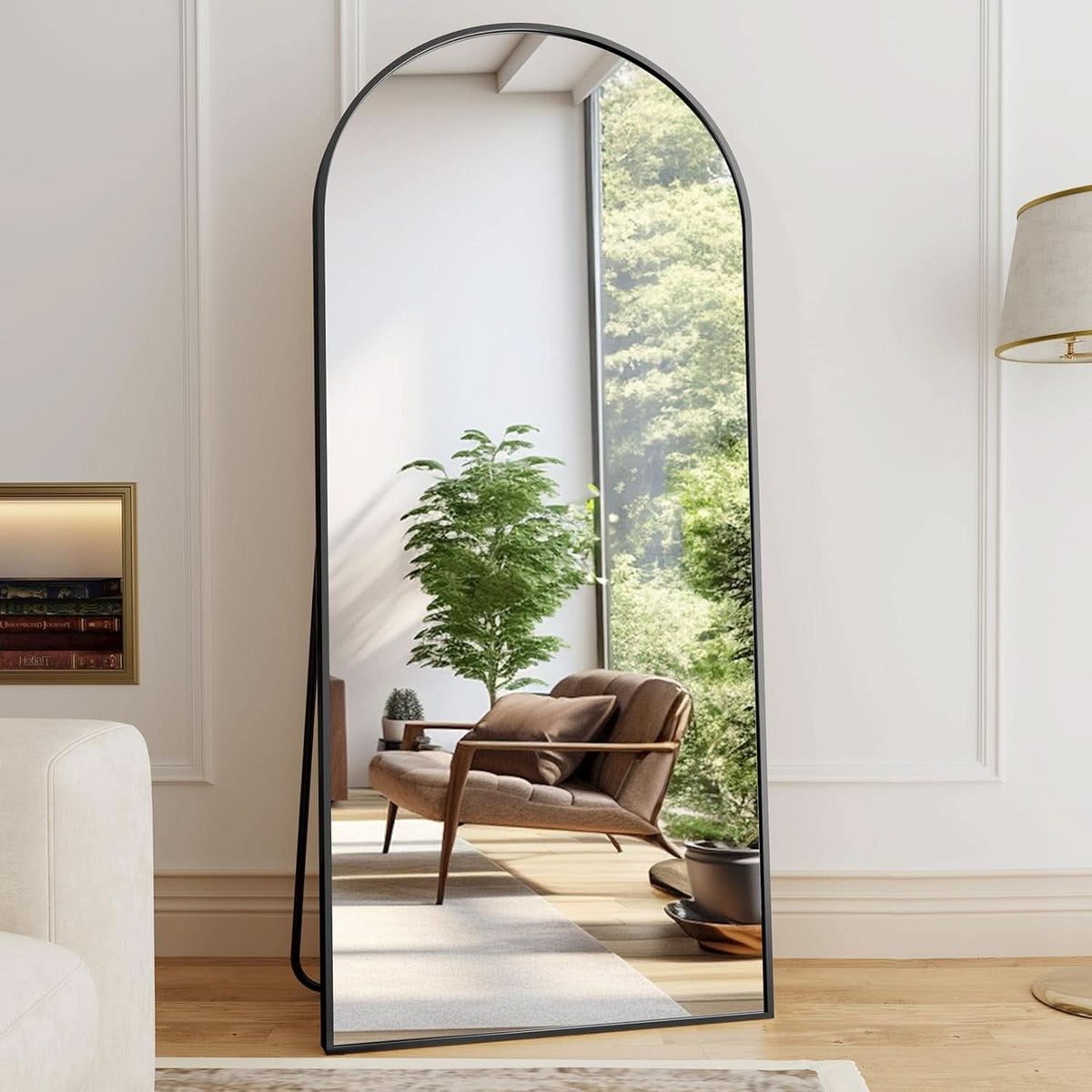 Oversize Black Arched Total Length Aluminum Mirror