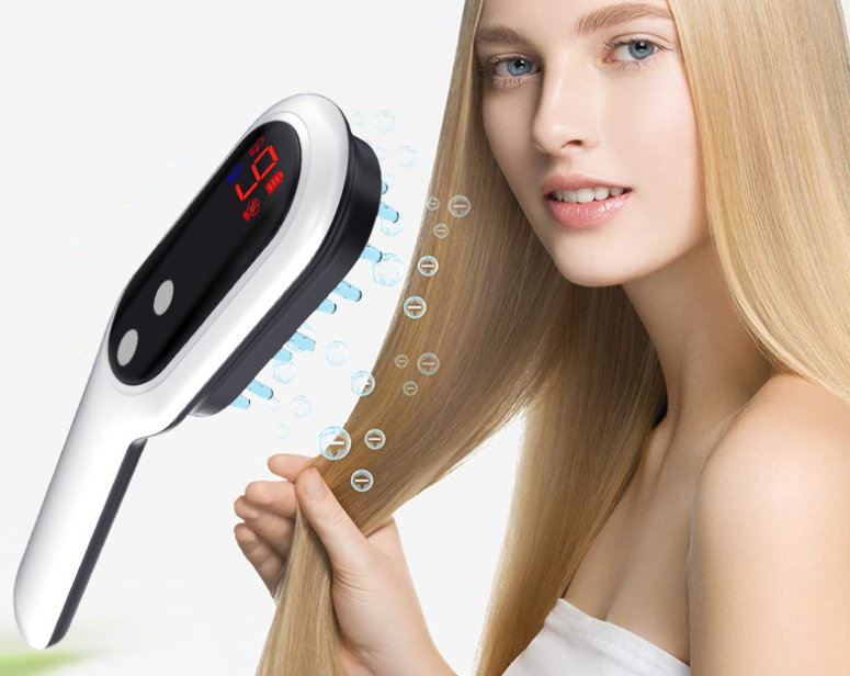 Maroon Asteria electric head massager with magnetic therapy and hair growth comb, designed for scalp relaxation and hair stimulation.