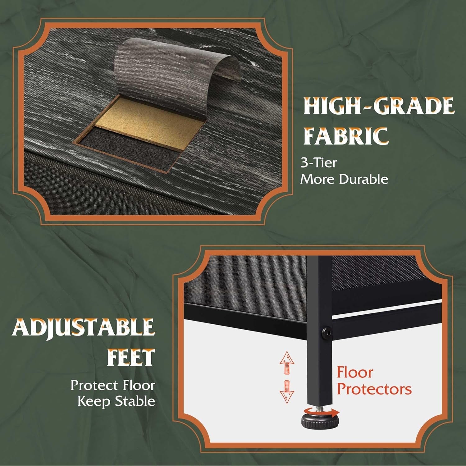 Charcoal black wood grain dresser with five drawers and fabric bins, modern furniture by Peach Maple.