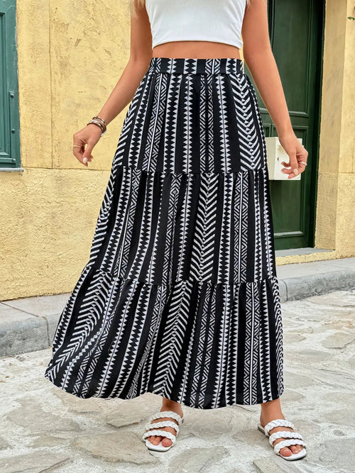 Printed high waist skirt for women by Ruby Styx, showing the stylish design and vibrant pattern on the fabric.
