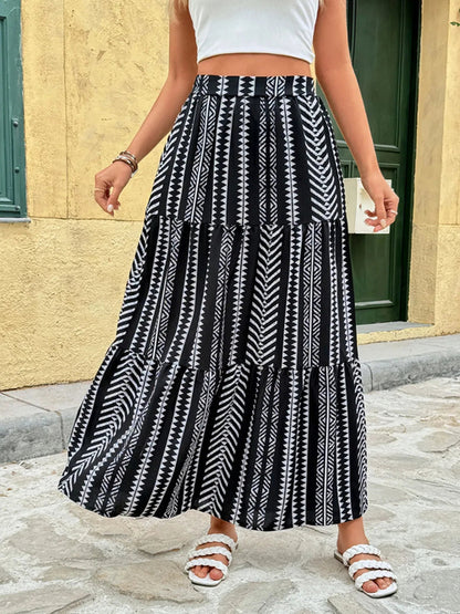 Printed high waist skirt for women by Ruby Styx, showing the stylish design and vibrant pattern on the fabric.