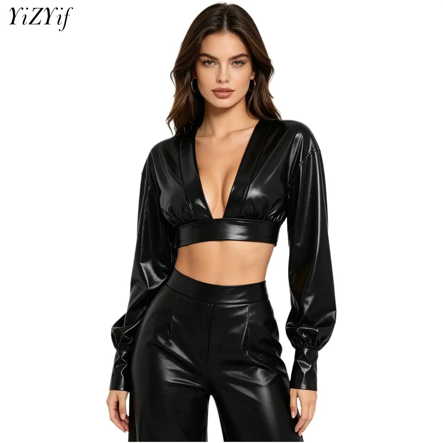 Shiny metallic Y2K women&
