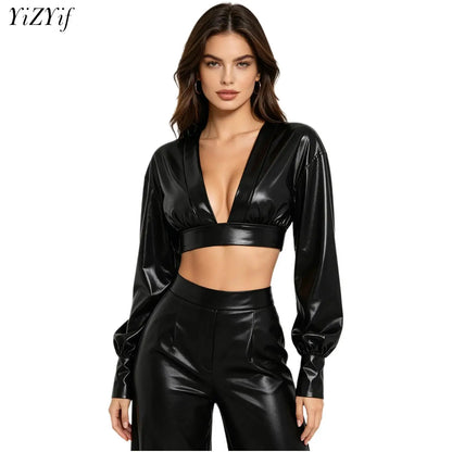 Shiny metallic Y2K women&