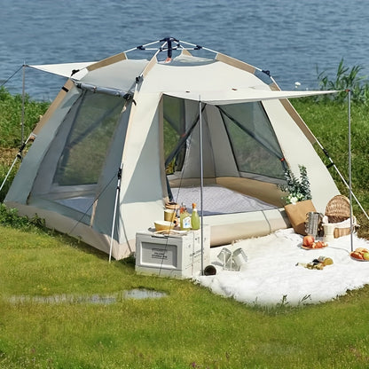 NNETM 8-Person Family Camping Tent with Canopy Setup