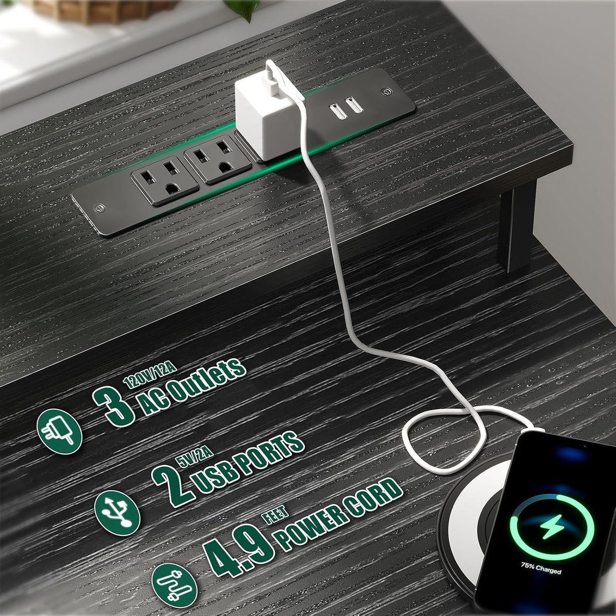 Forty Seven Inch Gaming Desk With RGB LED Illumination