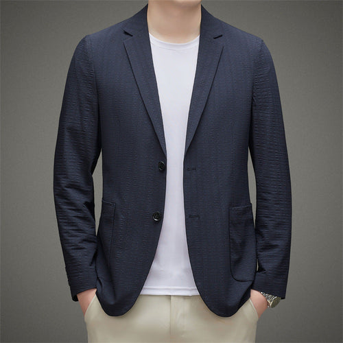 Carmine Juneberry Metropolitan Slim-Fit Blazer from Haute Edition 25, tailored fit, dark fabric, styled for formal wear.