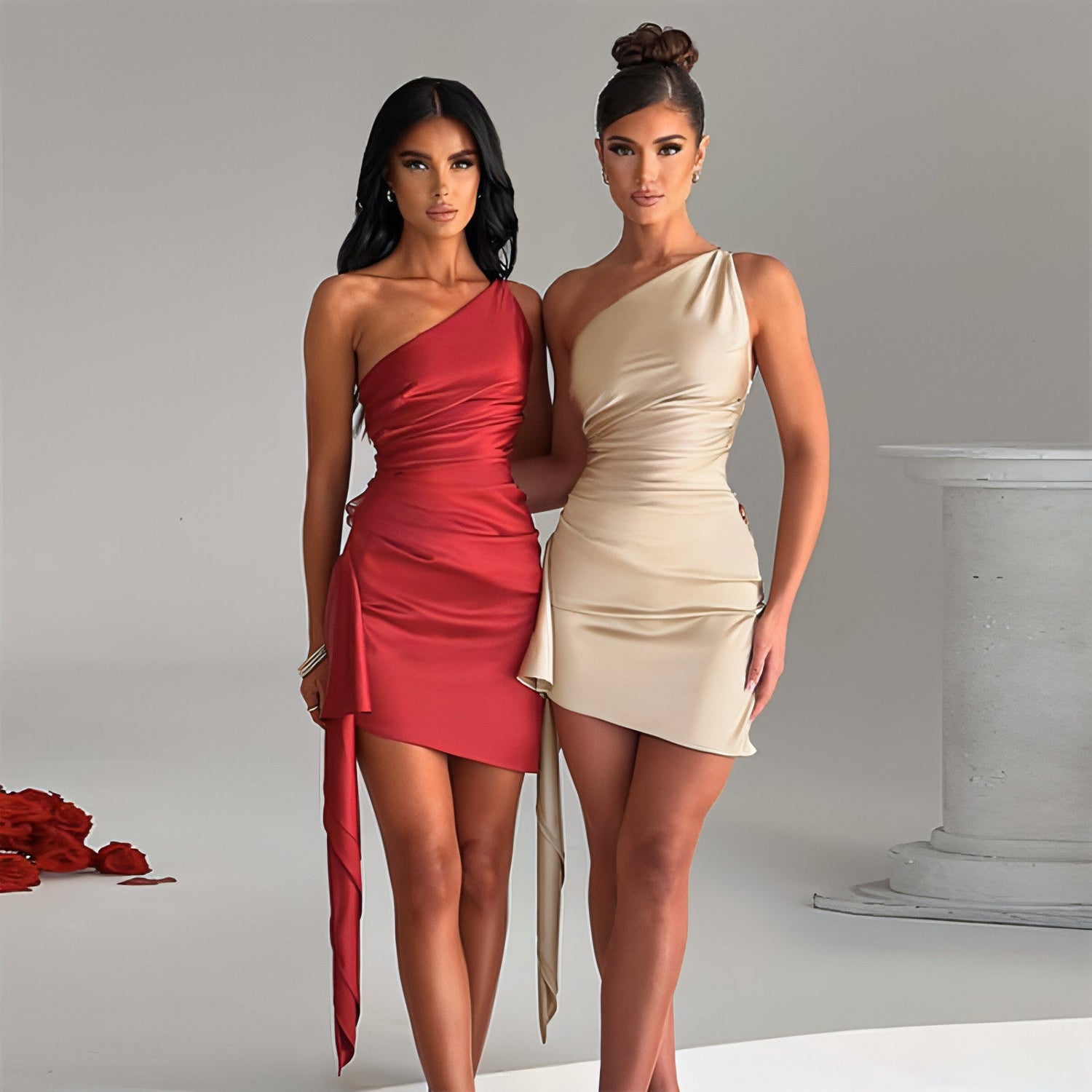 Carmine Juneberry sleeveless slim fit crossbody dress in a stylish design, perfect for casual or semi-formal occasions.