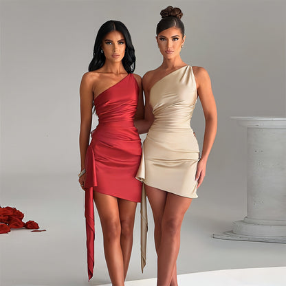 Carmine Juneberry sleeveless slim fit crossbody dress in a stylish design, perfect for casual or semi-formal occasions.