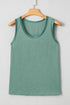 Metallic contrast trim scoop neck tank top for women by Byzantium Bay, featuring stylish design and comfortable fit.