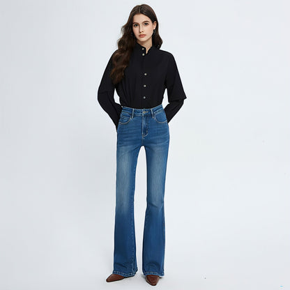 Carmine Juneberry fashionable stretch skinny jeans for women, showing close-up of fitted denim with seams and pockets.
