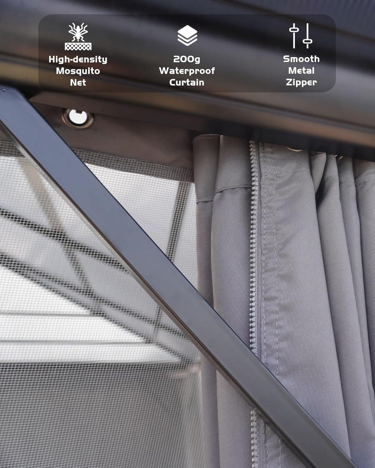 12x14 Weatherproof Hardtop Gazebo Gray Aluminum Frame