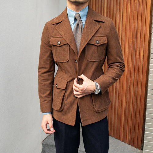 Carmine Juneberry Haute Edition 25 corduroy command jacket with tailored fit, button closure, and classic collar in a rich corduroy fabric.