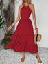 Ruby Styx halter neck smocked tiered dress for women, featuring a flowy, layered design perfect for summer wear.