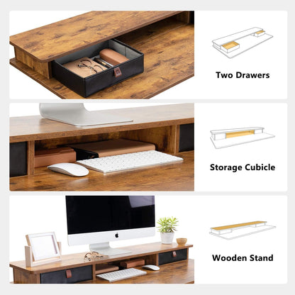 Electric Height Adjustable Desk With Drawers 55x24 Inches