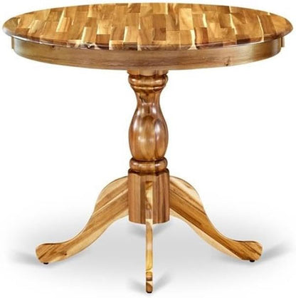 Round Pedestal Dining Table Thirty Six Inch Natural Finish Polished