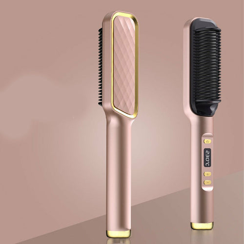 Maroon Asteria electric hair straightener brush with anti-scalding design for smooth, straight hair styling.