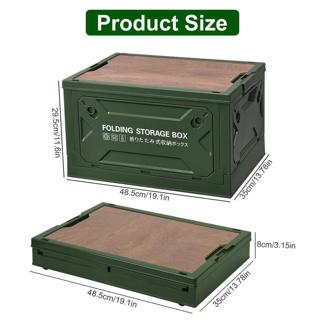 Pear Daisy folding storage bin, collapsible and stackable organizer box for camping and home use, in neutral fabric.