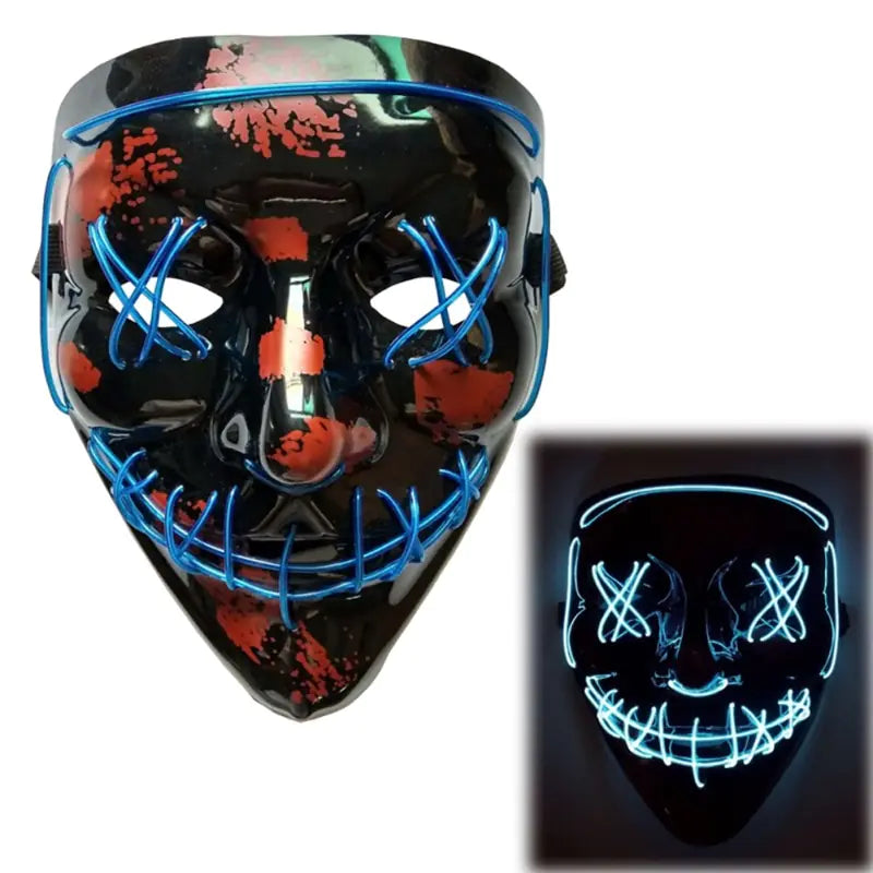 White Eucalyptus LED purge mask for pets, glow-in-the-dark Halloween costume with light-up DJ party style.