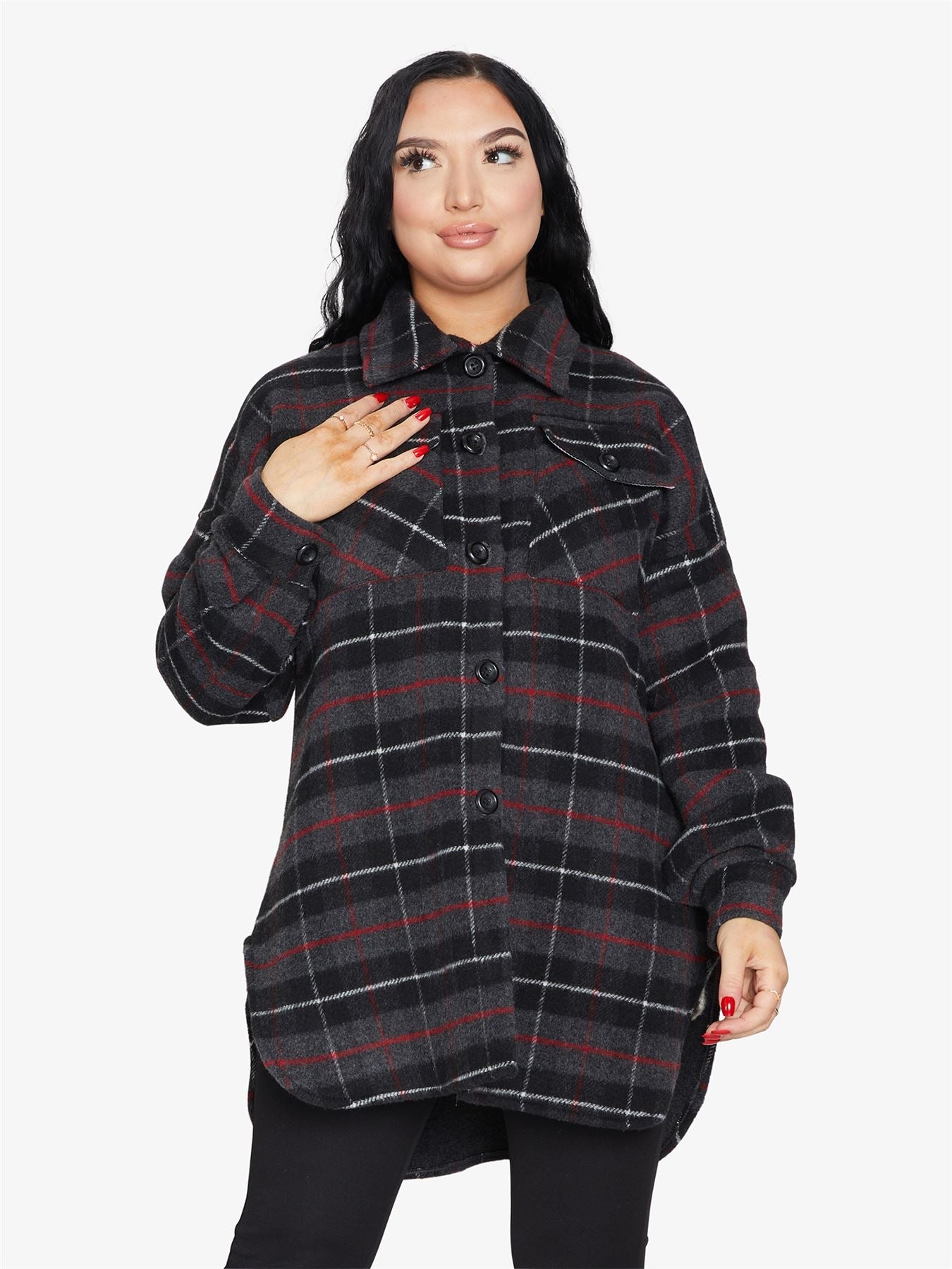 Oversized Nova Check wool blend shacket by Rose Eleusis, featuring a stylish check pattern and relaxed fit jacket.
