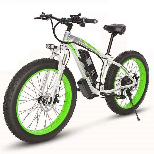 Carmine Juneberry Forever™ E-Glide Snow 26 electric mountain bike with 21-speed gears and 350W motor, fat tires for snowy terrain
