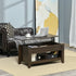 Taupe Shadow HOMCOM lift top coffee table with hidden storage and open shelf, showcasing its modern design and functional features.