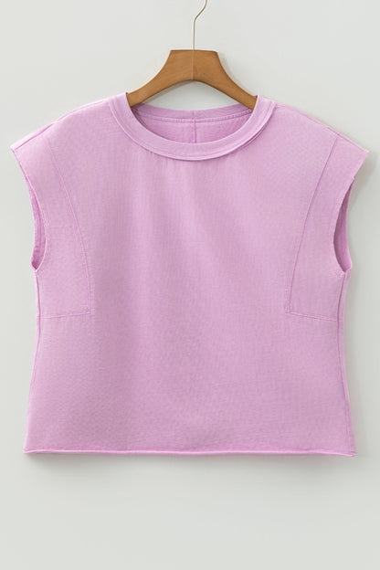 Byzantium Bay solid mineral wash boxy tank top displayed on a hanger, showcasing its relaxed fit and casual style.