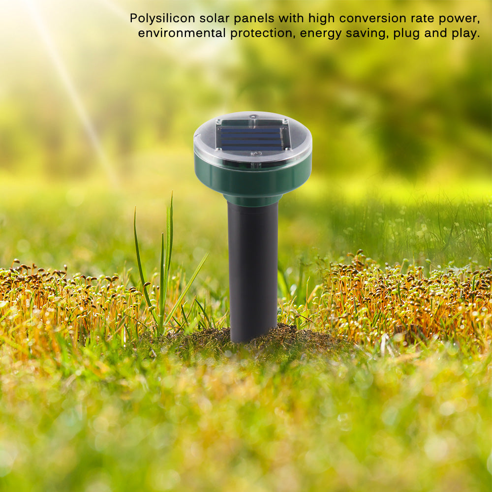 Teal Simba 4-pack ultrasonic solar power mouse repellers for pest control, featuring solar panels and sleek design for home use.