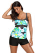 Mint abstract printed camisole tankini top for women by Lavender Pallas, featuring a stylish, colorful design and comfortable fit.